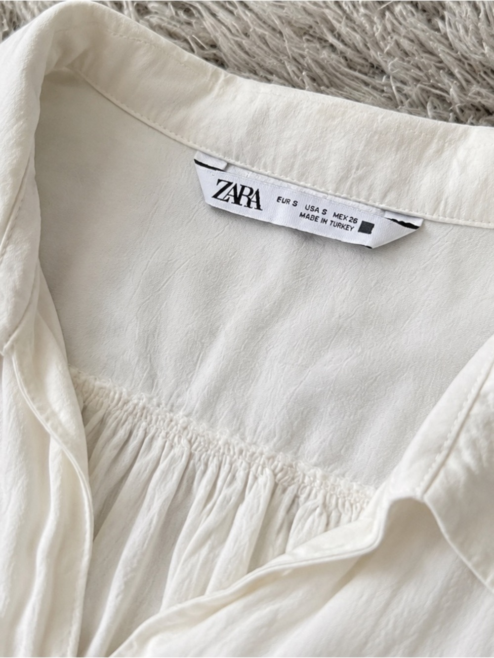 Zara Cream Gathered Collar Blouse
